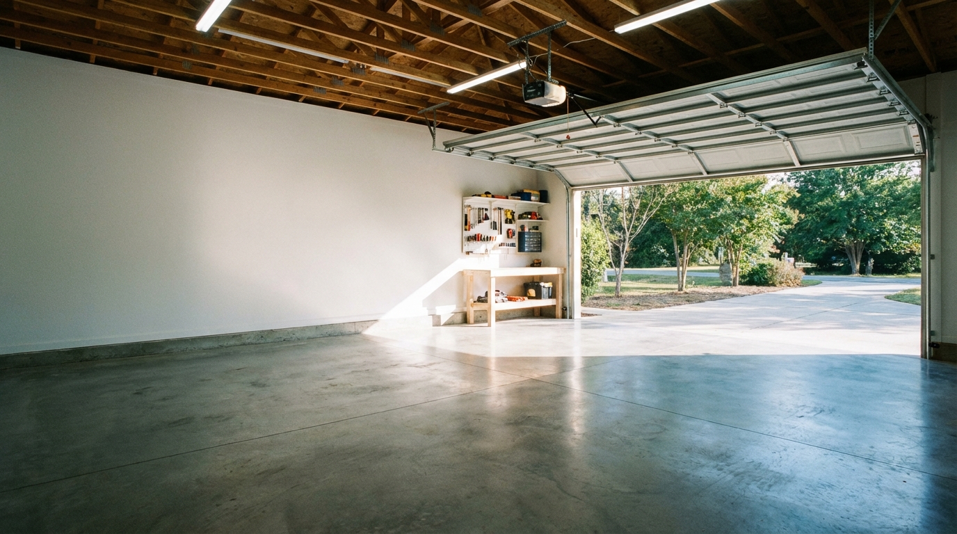 Clean empty organized garage